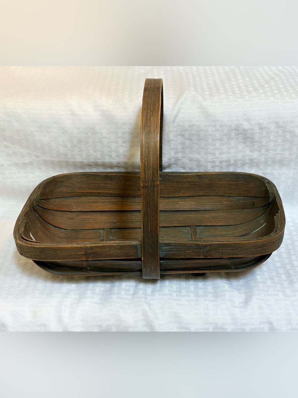 Vintage Antique English Old Sussex Wooden Trug Garden Basket